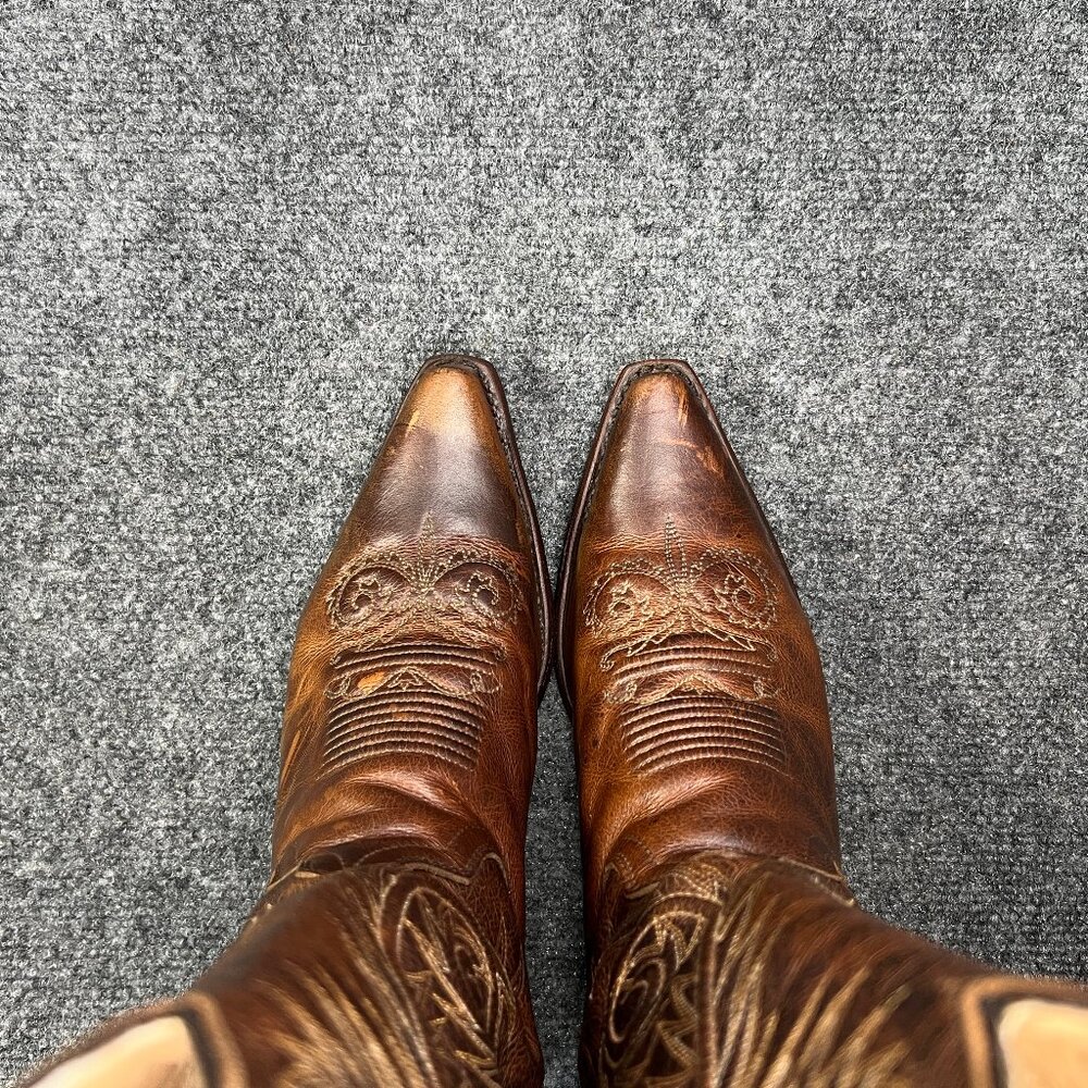 Justin Damiana Western Boots Women's Size 6.5 Brown Leather Snip Toe Cowboy Boot - Picture 11 of 16